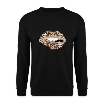 Sexy fashion leopard cheetah design with mouth lips - Unisex Sweatshirt - black - Front - Alina (178cm) & Michal (187cm)