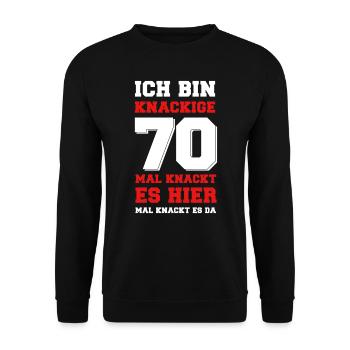 70. Geburtstag Lustige Geschenkidee - Unisex Pullover - Schwarz - Vorne - Alina (178cm) & Michal (187cm)