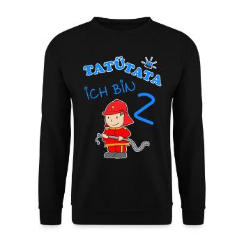 2 Kindergeburtstag mit Feuerwehrmann Geschenk - Unisex Pullover - Schwarz - Vorne - Alina (178cm) & Michal (187cm)