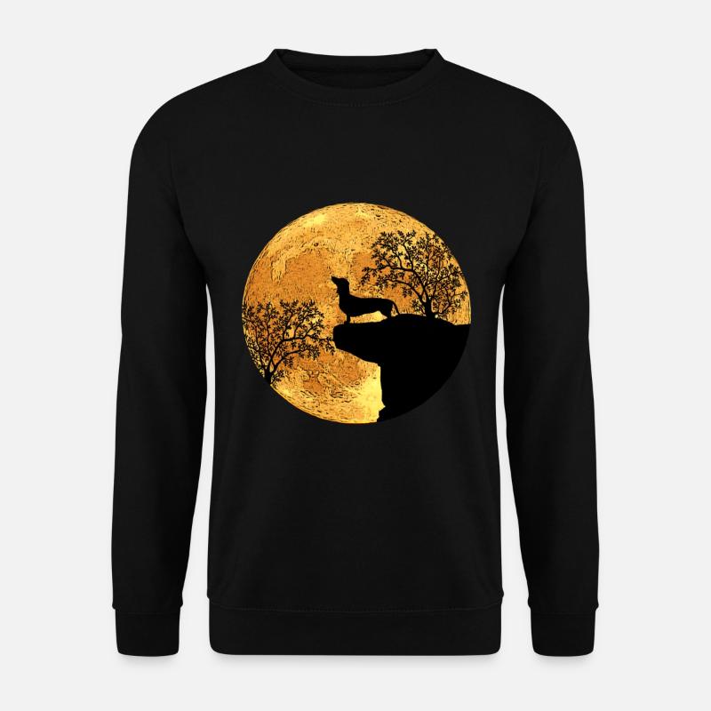 Dackel vor dem Mond - Unisex Pullover - Schwarz
