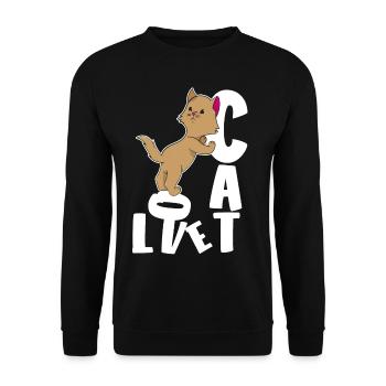 Chat mignon avec amour - Sweat-shirt Unisexe - noir - Devant - Alina (178cm) & Michal (187cm)