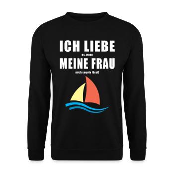 Segeln, ich liebe meine Frau - Unisex Pullover - Schwarz - Vorne - Alina (178cm) & Michal (187cm)