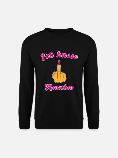 Ich Hasse Menschen Mittelfinger Frau - Unisex Pullover - Schwarz