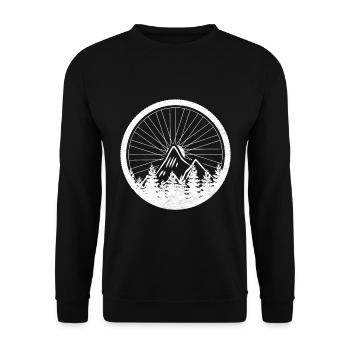 Fahrradreifen Rad Berge Bäume Natur Sport Geschenk - Unisex Pullover - Schwarz - Vorne - Alina (178cm) & Michal (187cm)