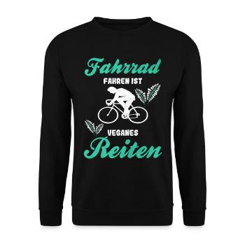 Fahrradfahren veganes Reiten Fahrrad Vintage Sport - Unisex Pullover - Schwarz - Vorne - Alina (178cm) & Michal (187cm)