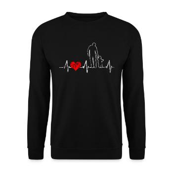 Father and child heartbeat heart vintage style - Unisex Sweatshirt - black - Front - Alina (178cm) & Michal (187cm)