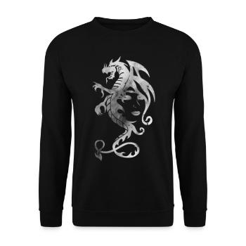 dragon tribal face - Sweat-shirt Unisexe - noir - Devant - Alina (178cm) & Michal (187cm)