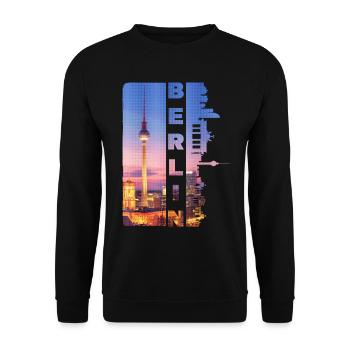 Berlin Deutschland Stadt Skyline Heimat Liebe - Unisex Pullover - Schwarz - Vorne - Alina (178cm) & Michal (187cm)