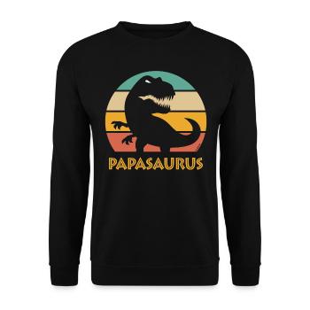 Papasaurus (Meilleur papa / père / papa / 5C PNG) - Sweat-shirt Unisexe - noir - Devant - Alina (178cm) & Michal (187cm)