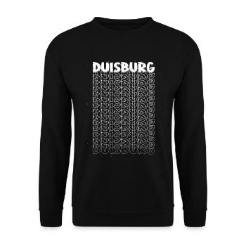 Duisburg Deutschland Stadt Schrift Skyline Heimat - Unisex Pullover - Schwarz - Vorne - Alina (178cm) & Michal (187cm)
