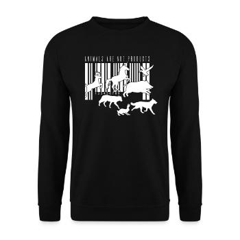 Barcode Vegan Animals are not Poroducts - Unisex Sweatshirt - black - Front - Alina (178cm) & Michal (187cm)