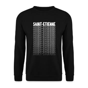 Saint-Etienne France City Font Skyline - Sweat-shirt Unisexe - noir - Devant - Alina (178cm) & Michal (187cm)