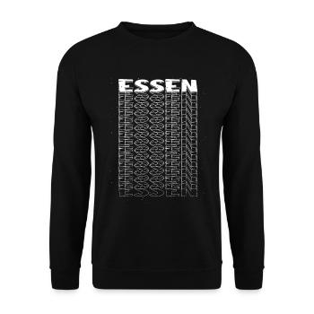 Essen Deutschland Stadt Schrift Skyline - Unisex Pullover - Schwarz - Vorne - Alina (178cm) & Michal (187cm)