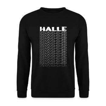 Halle Germany City Font Skyline Home - Unisex Sweatshirt - black - Front - Alina (178cm) & Michal (187cm)