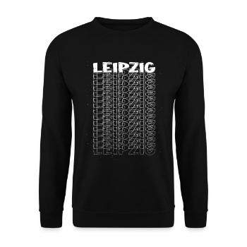 Leipzig Deutschland Stadt Schrift Skyline Heimat - Unisex Pullover - Schwarz - Vorne - Alina (178cm) & Michal (187cm)