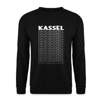 Kassel Deutschland Stadt Schrift Skyline Heimat - Unisex Pullover - Schwarz - Vorne - Alina (178cm) & Michal (187cm)