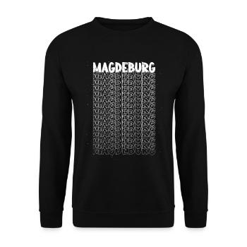Magdeburg Deutschland Stadt Schrift Skyline Heimat - Unisex Pullover - Schwarz - Vorne - Alina (178cm) & Michal (187cm)