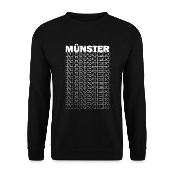 Münster Deutschland Stadt Schrift Skyline Heimat - Unisex Pullover - Schwarz - Vorne - Alina (178cm) & Michal (187cm)