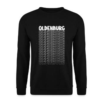 Oldenburg Deutschland Stadt Schrift Skyline Heimat - Unisex Pullover - Schwarz - Vorne - Alina (178cm) & Michal (187cm)