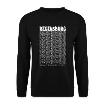 Regensburg Deutschland Stadt Schrift Skyline - Unisex Pullover - Schwarz - Vorne - Alina (178cm) & Michal (187cm)