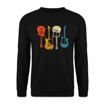 Guitare, Cadeau Pour Guitariste, Style Rétro vintage - Sweat-shirt Unisexe - noir - Devant - Alina (178cm) & Michal (187cm)