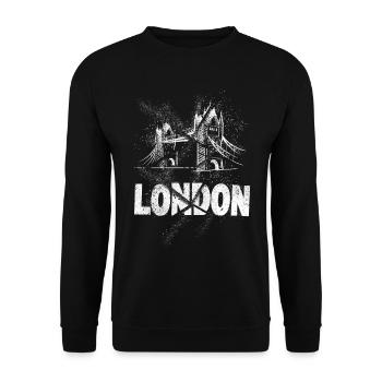 London England UK Stadt Skyline Grunge Splash - Unisex Pullover - Schwarz - Vorne - Alina (178cm) & Michal (187cm)