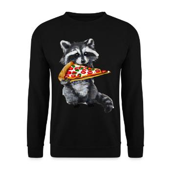 Raton laveur amateur de pizza - Sweat-shirt Unisexe - noir - Devant - Alina (178cm) & Michal (187cm)