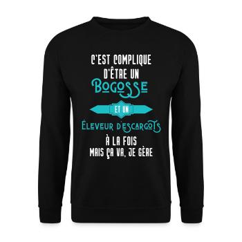C'est compliqué d'être Bogosse Éleveur d'Escargot - Sweat-shirt Unisexe - noir - Devant - Alina (178cm) & Michal (187cm)
