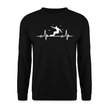 Surf, Hommes, Rythme cardiaque, ECG, Sports, Surf - Sweat-shirt Unisexe - noir - Devant - Alina (178cm) & Michal (187cm)