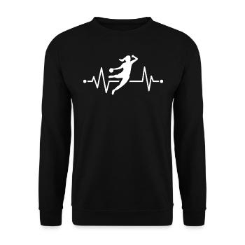 Handball Handballerin Herzschlag - Unisex Pullover - Schwarz - Vorne - Alina (178cm) & Michal (187cm)
