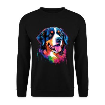 bunter Berner Sennenhund - bunte Hunde - Unisex Pullover - Schwarz - Vorne - Alina (178cm) & Michal (187cm)