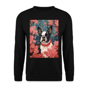 Boston Terrier Hund im anime japanische Kunst - Unisex Pullover - Schwarz - Vorne - Alina (178cm) & Michal (187cm)