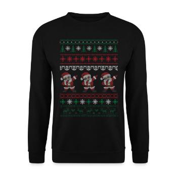 Pull de Noël moche Père Noël Noël - Sweat-shirt Unisexe - noir - Devant - Alina (178cm) & Michal (187cm)
