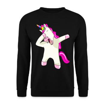 Einhorn Dab Dabbing Unicorn - Unisex Pullover - Schwarz - Vorne - Alina (178cm) & Michal (187cm)