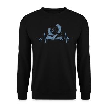 Kitesurfen - Battement de Coeur - Heartbeat - Unisex Pullover - Schwarz - Vorne - Alina (178cm) & Michal (187cm)