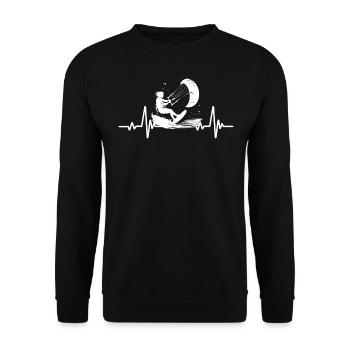 Kitesurfen - Battement de Coeur - Heartbeat - Unisex Pullover - Schwarz - Vorne - Alina (178cm) & Michal (187cm)