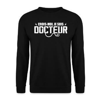 Glauben Sie mir, ich bin Arzt - Unisex Pullover - Schwarz - Vorne - Alina (178cm) & Michal (187cm)