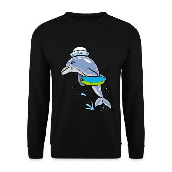 Delphin Schwimmer Seemann Schwimmring Ahoi Kapitän - Unisex Pullover - Schwarz - Vorne - Alina (178cm) & Michal (187cm)
