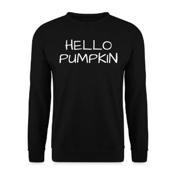 Hello Pumpkin | Welcome Fall Season Pumpkin Text - Unisex Sweatshirt - black - Front - Alina (178cm) & Michal (187cm)