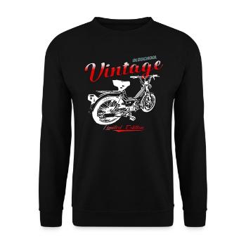 Mofa Moped Mokick Kult Vintage - Unisex Pullover - Schwarz - Vorne - Alina (178cm) & Michal (187cm)