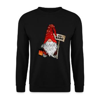 Babo Wichtel Weihnachtsgnom - Unisex Pullover - Schwarz - Vorne - Alina (178cm) & Michal (187cm)