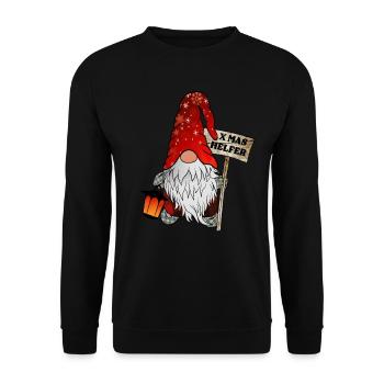 Helfer Wichtel Weihnachtsgnom - Unisex Pullover - Schwarz - Vorne - Alina (178cm) & Michal (187cm)