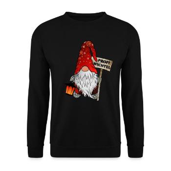 Professional Gnome – The Professional Christmas Gnome - Unisex Sweatshirt - black - Front - Alina (178cm) & Michal (187cm)