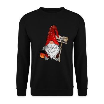 Grüß Gott Wichtel – Bavarian Christmas Gnome - Unisex Sweatshirt - black - Front - Alina (178cm) & Michal (187cm)