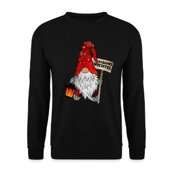 Kuschel Wichtel Weihnachts Gnom - Unisex Pullover - Schwarz - Vorne - Alina (178cm) & Michal (187cm)