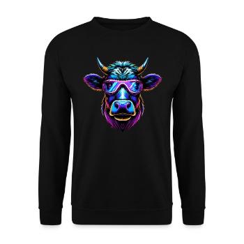 Kuh Brille lustig Rind Bauer Geschenk Landwirt - Unisex Pullover - Schwarz - Vorne - Alina (178cm) & Michal (187cm)