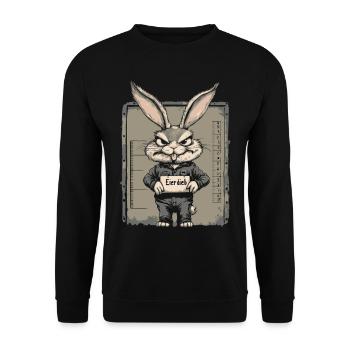 Hase Eierdieb Osterhase Mugshot Polizeifoto Ostern - Unisex Pullover - Schwarz - Vorne - Alina (178cm) & Michal (187cm)