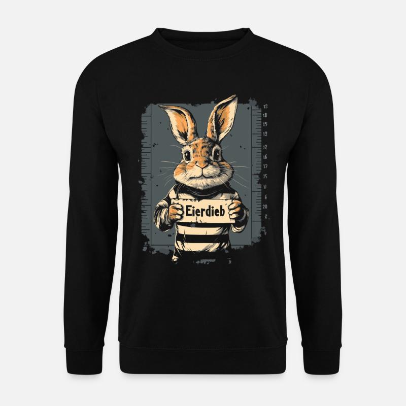 Hase Eierdieb Osterhase Mugshot Polizeifoto Ostern - Unisex Pullover - Schwarz