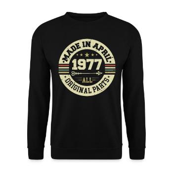 Birthday april 1977 - 48th birthday gift - Unisex Sweatshirt - black - Front - Alina (178cm) & Michal (187cm)