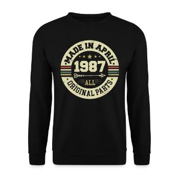 Anniversaire avril 1987 - Cadeau d’anniversaire 38 - Sweat-shirt Unisexe - noir - Devant - Alina (178cm) & Michal (187cm)
